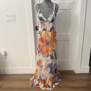 BCBGeneration Floral Maxi Dress with Orange and Blue